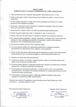 11. Regulamin korzystania z garażu podziemnego.