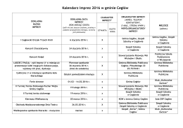 Kalendarz imprez Gminy Cegłów na rok 2016