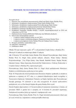 Protokół Nr VII/15 sesji z dnia 29 kwietnia 2015 r