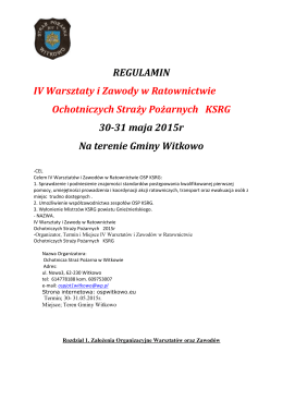 REGULAMIN IV Warsztaty i Zawody w Ratownictwie