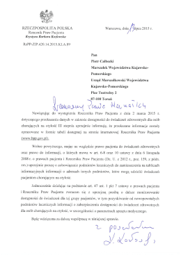 do Marszałka Wojew&oacute;dztwa Kujawsko-Pomorskiego