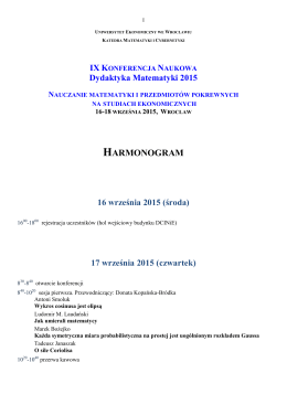 Program naukowy konferencji - Katedra Matematyki i Cybernetyki