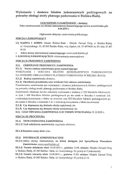 Ogłoszenie o zamówieniu (data zamieszczenia: 8.09.2015 r.)