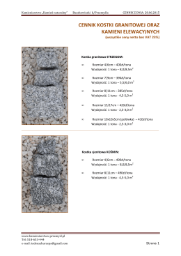 cennik kostki granitowej 2015 - Kamieniarstwo "Kamień naturalny"