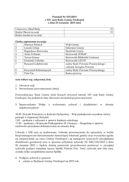 Protokół Nr XIV/2015 z XIV sesji Rady Gminy Fredropol z dnia 23