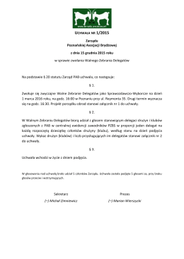 Uchwała nr 1/2015 ws. zwołania Walnego Zebrania Delegatów