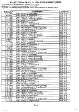 .. -~ PLAN DquRow NA Rok 2015 DLA APTEK w MrĘozYRzaczu