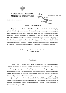 Postanowienie Generalnego Dyrektora Ochrony Środowiska z dnia
