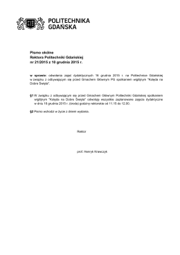 Pismo okólne Rektora PG nr 21/2015