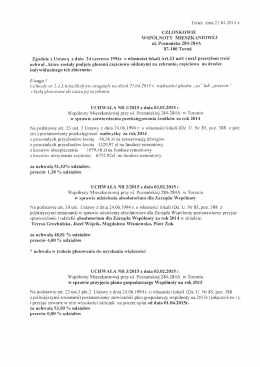 Informacja o uchwałach 2015