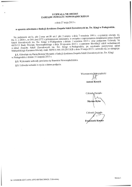 UCHWAŁA NR 18512015 ZARZĄDU POWIATU