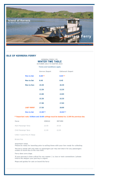Kerrera Ferry Timetable for Summer and Winter. Ferry to Isle of