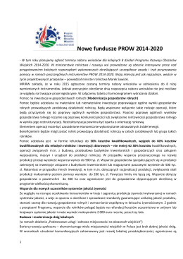 Nowe Fundusze PROW 2014-2020