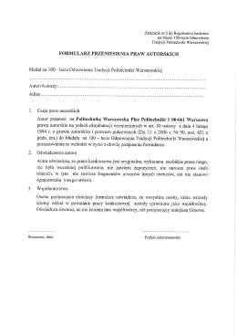 FORMULARZ PRZENIESIENIA PRAW AUTORSKICH Medal na 100