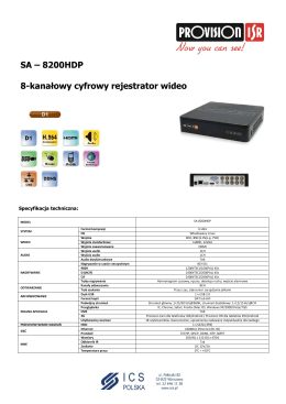 SA – 8200HDP 8-kanałowy cyfrowy rejestrator wideo