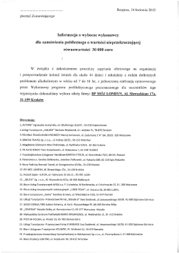 Informacja o wyborze wykonawcy dla zamówienia publicznego o