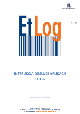 instrukcja obsługi aplikacji etlog - Instytut Logistyki i Magazynowania