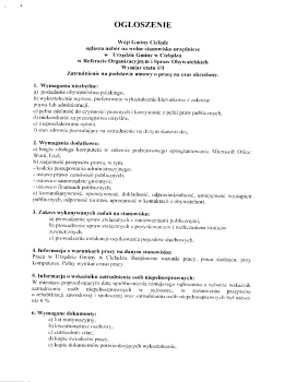 Obwieszczenie W&oacute;jta Gminy Cielądz o naborze na wolne
