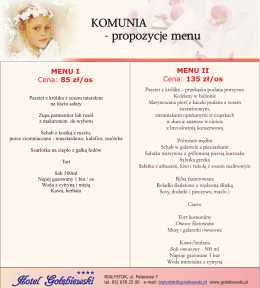 KOMUNIA - propozycje menu