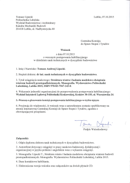 Wniosek - Wydział Inżynierii Lądowej Politechniki Krakowskiej