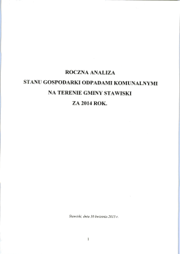 Roczna analiza stanu gospodarki odpadami komunalnymi na