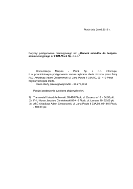 Płock dnia 28.09.2015 r. Dotyczy: postępowania przetargowego na