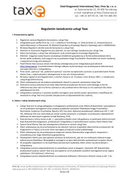 Pobierz Regulamin i Cennik usługi Taxe w formacie PDF