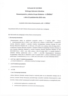 Uchwała Nr II/1/2015 Walnego Zebrania Członków
