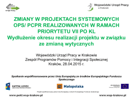 Prezentacja WUP Kraków (wydłużenie realizacji projektu, złożenie