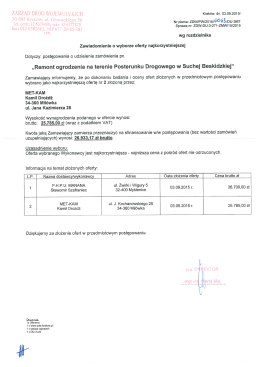 Zawiadomienie o wyborz oferty