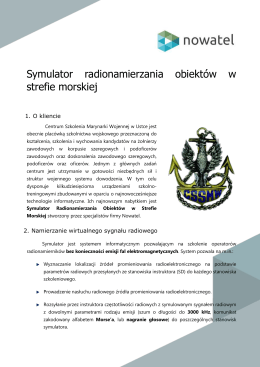 Symulator radionamierzania obiektów w strefie morskiej