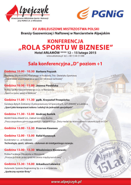 Agenda Konferencji „Rola Sportu w Biznesie”