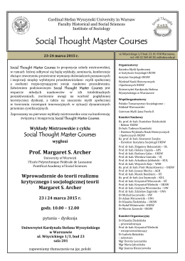 Social Thought Master Courses - Instytut Socjologii