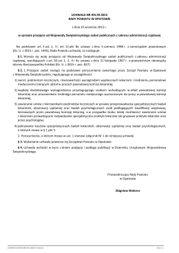 Uchwała Nr XIII.59.2015 w sprawie przejęcia od Wojewody