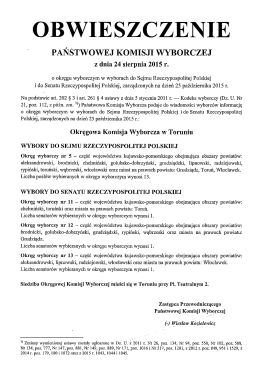 Obwieszczenie PKW o okregu wyborczym w wyborach do Sejmu
