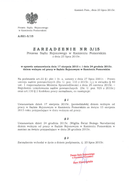 ZARZĄDZENIE NR 3/15