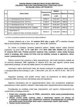 Treść ogłoszenia - Zarząd Mienia Komunalnego w Białymstoku