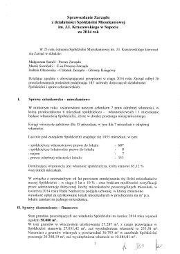 Sprawozdanie Zarządu z działalności Sp&oacute;łdzielni Mieszkaniowej