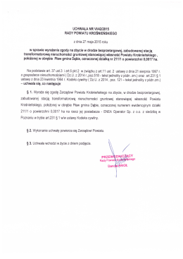 UCHWAŁA NR VI/42/2015 RADY POWIATU KROŚNIEŃSKIEGO z