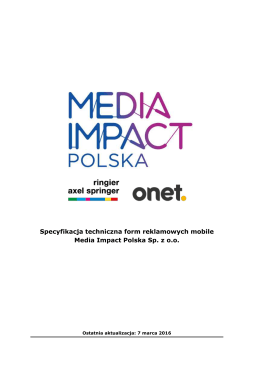 Specyfikacja techniczna form reklamowych mobile Media Impact