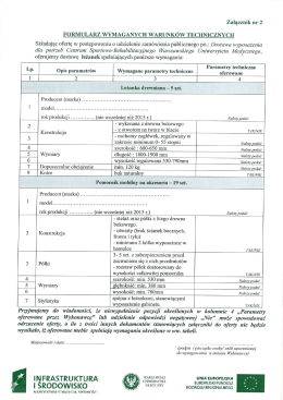Załącznik nr 2 FORMULARZ WYMAGANYCH WARUNKÓW