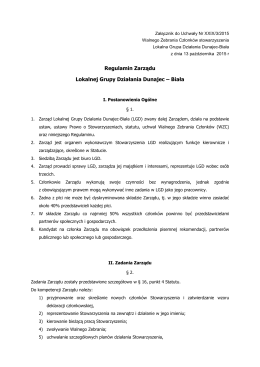 Regulamin Zarządu Lokalnej Grupy Działania Dunajec – Biała