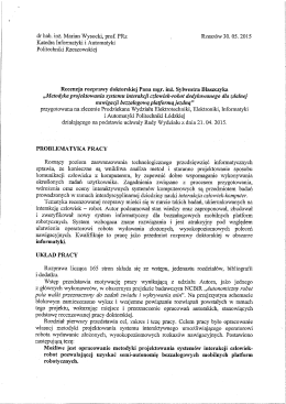 dr hab. inż. Marian Wysocki, prof. PRz