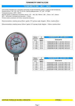 termometr bm – mg1 – inox - Centrum Hydrauliki Siłowej Chrząstek