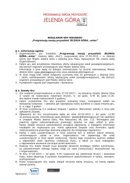 regulamin gry miejskiej - Oficjalna strona Miasta Jelenia Góra