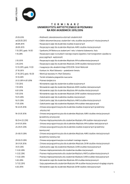 TERMINARZ UNIWERSYTETU ARTYSTYCZNEGO W POZNANIU