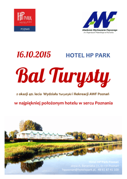 Oferta Bal Turysty - 16.10.2015 Hotel HP PArk