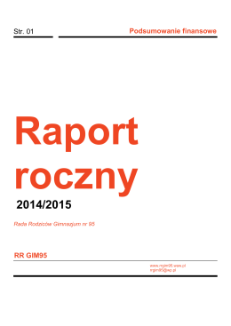 Raport finansowy za rok szk. 2014/2015