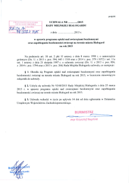 w sprawie programu opieki nad zwierzętami bezdomnymi oraz