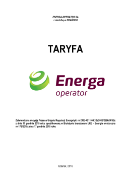 Taryfa ENERGA-OPERATOR SA 2016 (plik w formacie pdf)
